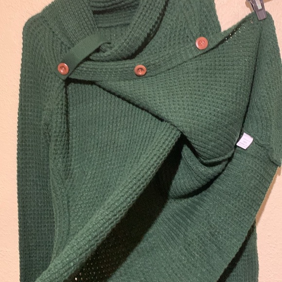 Dark Green Sweater 2XL Stretchy Pull Over Long Sleeve Open Front Cross Over - Picture 13 of 16